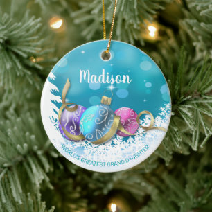 Personalised Greatest Granddaughter Christmas Ceramic Ornament