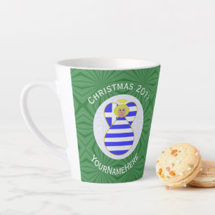 Personalised Greek Blonde Angel Christmas Flag  Latte Mug