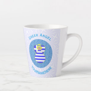 Personalised Greek Blonde Angel Flag Latte Mug