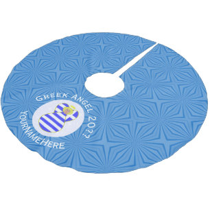 Personalised Greek Blonde Angel Hanukkah Flag  Brushed Polyester Tree Skirt