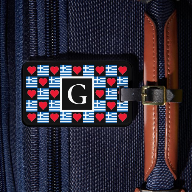 Personalised Greek Flag Custom Letter Greece Luggage Tag (Front Insitu 4)