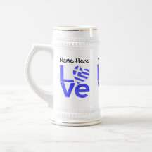 Personalised Greek Flag Heart Blue LOVE