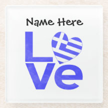 Personalised Greek Flag Heart Blue LOVE