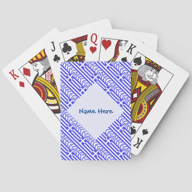 Personalised Greek Flag Tiled Playing Cards (Back)