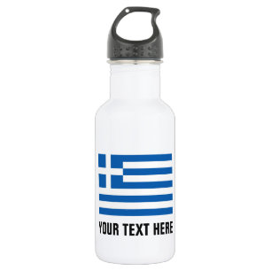 Personalised Greek flag water bottles for Greece
