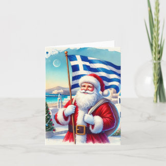 Personalised Greek Santa Christmas Card 