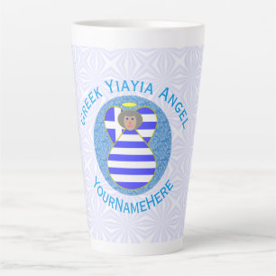 Personalised Greek Yiayia Angel Flag Latte Mug