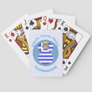 Personalised Greek Yiayia Angel Flag Playing Cards