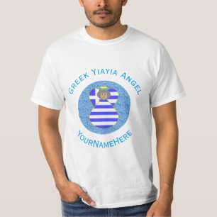 Personalised Greek Yiayia Angel Flag T-Shirt