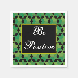 personalised green and black geometric patterned napkin