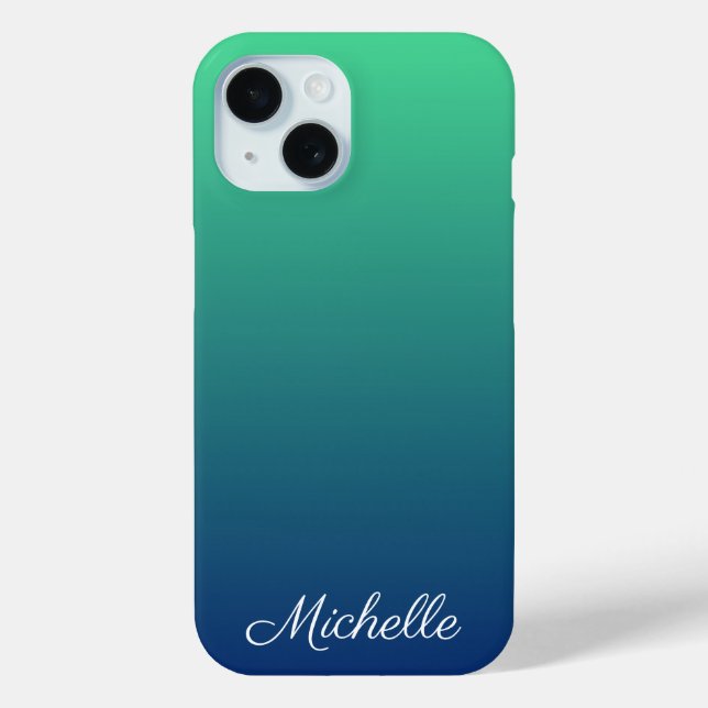 Personalised green and blue ombre Case-Mate iPhone case (Back)