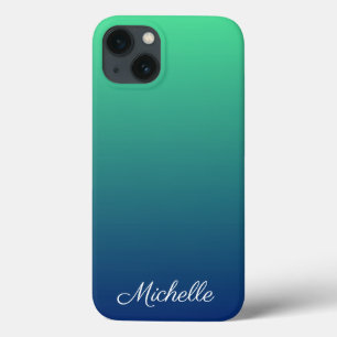 Personalised green and blue ombre Case-Mate iPhone 13 Case