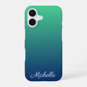 Personalised green and blue ombre iPhone 16 case