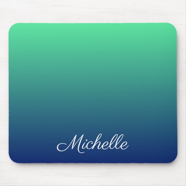 Personalised green and blue ombre mouse pad (Front)