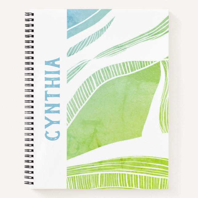 Personalised Green and Blue Wave Notebook (Front)