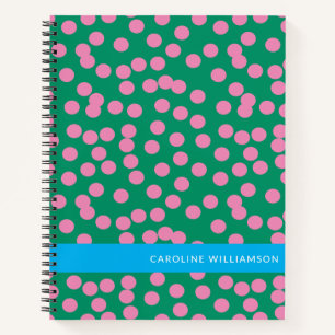 Personalised Green and Pink Polka Dot Stylish Notebook