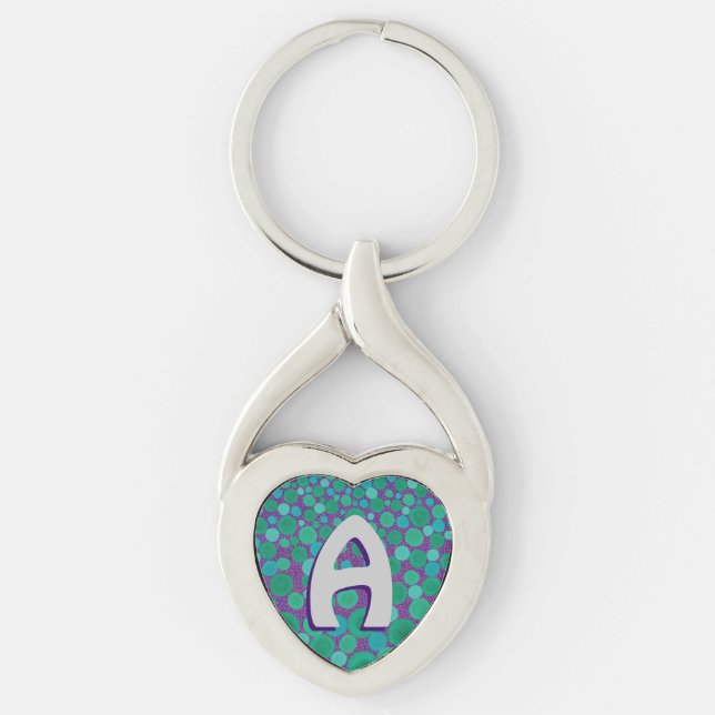 Personalised Green and Purple Spotted Keychain (Front)