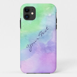 Personalised Green and Purple Watercolor iPhone 11 Case