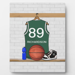 Personalised Green and White Basketball Jersey Plaque