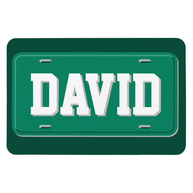 Personalised Green and White License Plate Magnet (Horizontal)