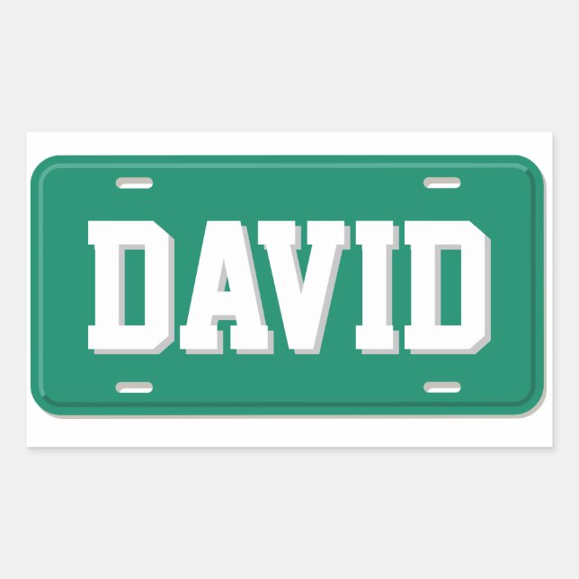 Personalised Green and White License Plate Rectangular Sticker (Front)