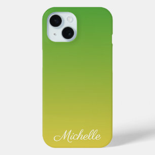 Personalised green and yellow ombre iPhone 15 case