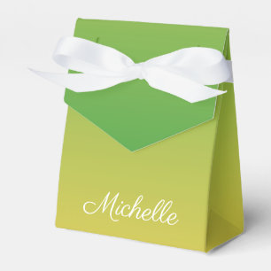 Personalised green and yellow ombre favour box