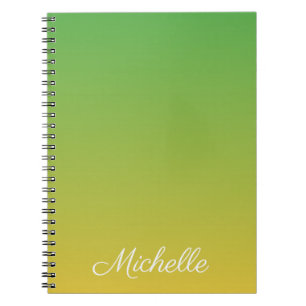 Personalised green and yellow ombre notebook