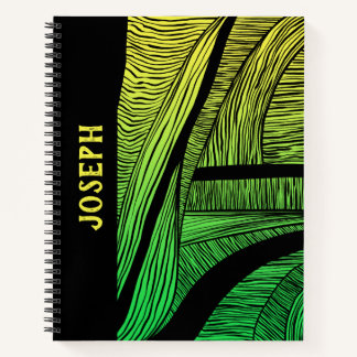 Personalised Green and Yellow Wave Merge Notebook