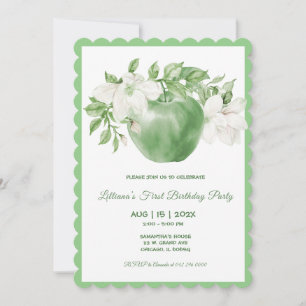 Personalised Green Apple Birthday Invitation