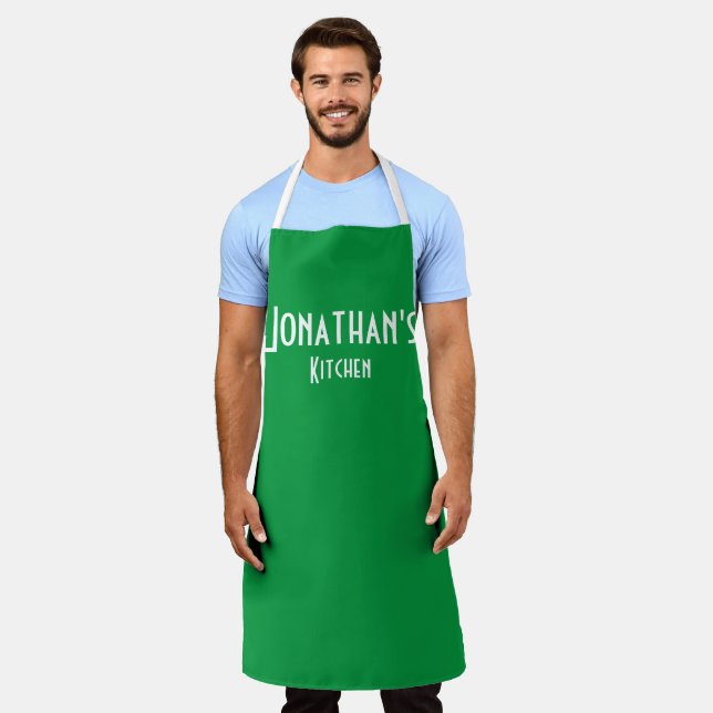 Personalised Green Apron (Worn)