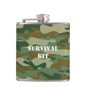 Personalised green army camouflage drink hip flask