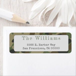 Personalised Green  Army Camouflage Return Address Return Address Label