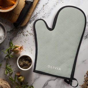 Personalised Green Ash Colour Custom Oven Mitt & Pot Holder Set
