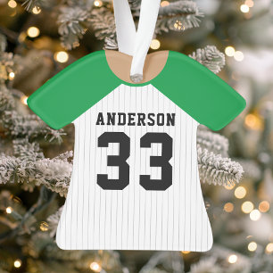 Personalised Green Baseball Jersey Ornament
