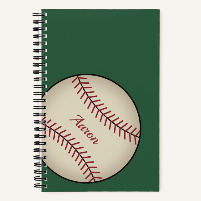 Personalised Green Baseball Notebook Gift (Front)