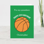 Personalised Green Basketball Card<br><div class="desc">A green basketball birthday card,  which you can easily personalise with his name and age if it's a different age. The inside reads a birthday message,  which you can easily edit as well. You can personalise the back of this basketball birthday card with the year. Great for basketball lovers.</div>