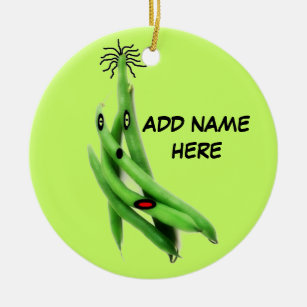 Personalised Green Bean Cartoon Ceramic Tree Decoration
