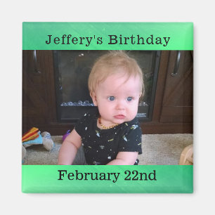 Personalised Green Birthday Reminder Magnet