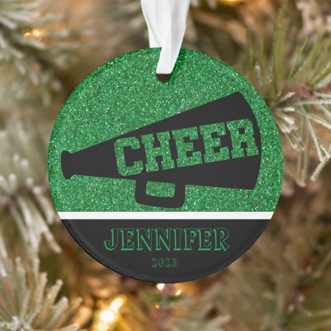 Personalised Green & Black Cheerleading Ornament  (Tree)