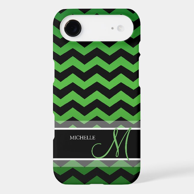 Personalised Green & Black Chevron Case-Mate iPhone Case (Back)
