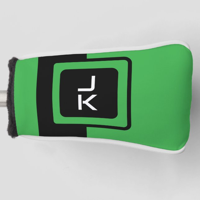 Personalised Green Black Golf Head Putter Cover (Front)