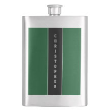Personalised Green Black Stripe Flask