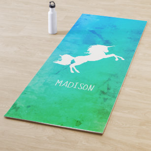 Personalised Green Blue Hue Unicorn Yoga Mat