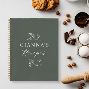 Personalised Green Botanical Recipe Notebook