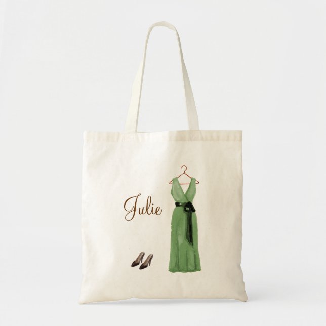 Personalised Green Bridesmaid Tote (Front)