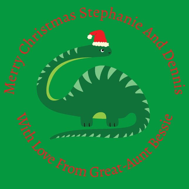 Personalised Green Brontosaurus Christmas Dinosaur Wrapping Paper (Creator Uploaded)