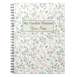 Personalised Green & Brown Floral Garden Planner Notebook