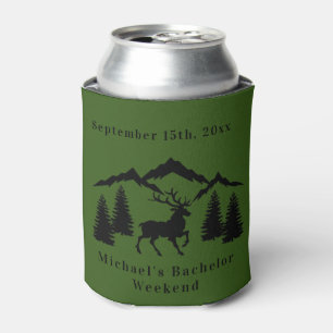 Personalised Green Buck Hunting Bachelor Weekend Can Cooler
