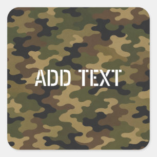Personalised Green Camouflage Army Square Sticker
